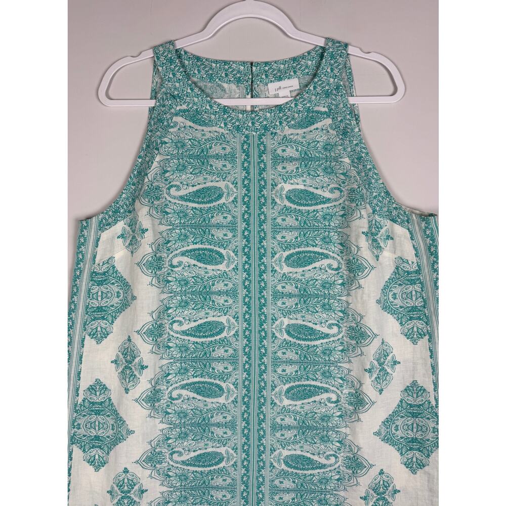 J. Jill Love Linen Aqua Paisley Dress Large Beachy Resortwear Boho Chic NWT - Picture 3 of 11
